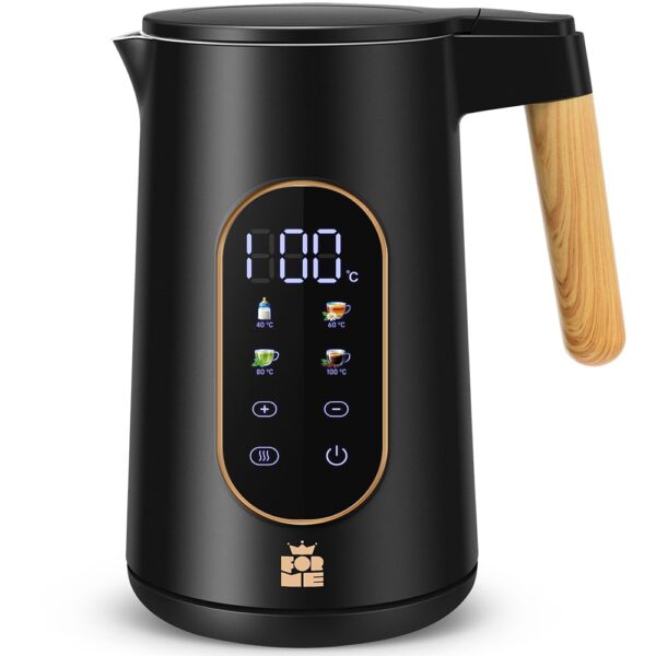 FOR ME Edelstahl Wasserkocher 1,7 L – Digitale Temperaturwahl 40-100°C mit Warmhaltefunktion