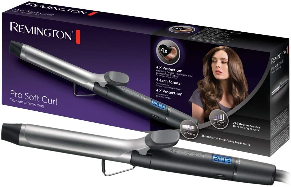 51Tn7YU1Z1L._SY643_.jpg Remington 25mm Lockenstab Pro Soft Curl CI6525 mit Keramik-Turmalin-Beschichtung – Digitaler Curler für weiche, natürliche Locken – Bild 1