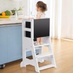 KIDINIX Lernturm höhenverstellbar mit Whiteboard & Kreidetafel – Montessori Küchenhilfe für Kleinkinder