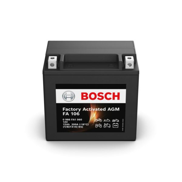 Bosch FA106 AGM-Motorradbatterie 12V 200A 12Ah – Zuverlässige Leistung für Motorräder & Quads
