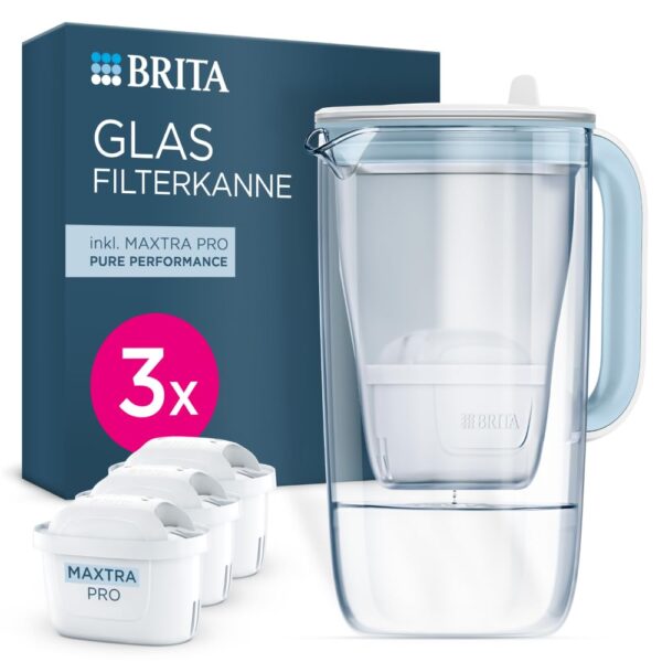 BRITA Glasfilterkanne 2,5l mit MAXTRA PRO – Premium Wasserfiltration mit Smart Light