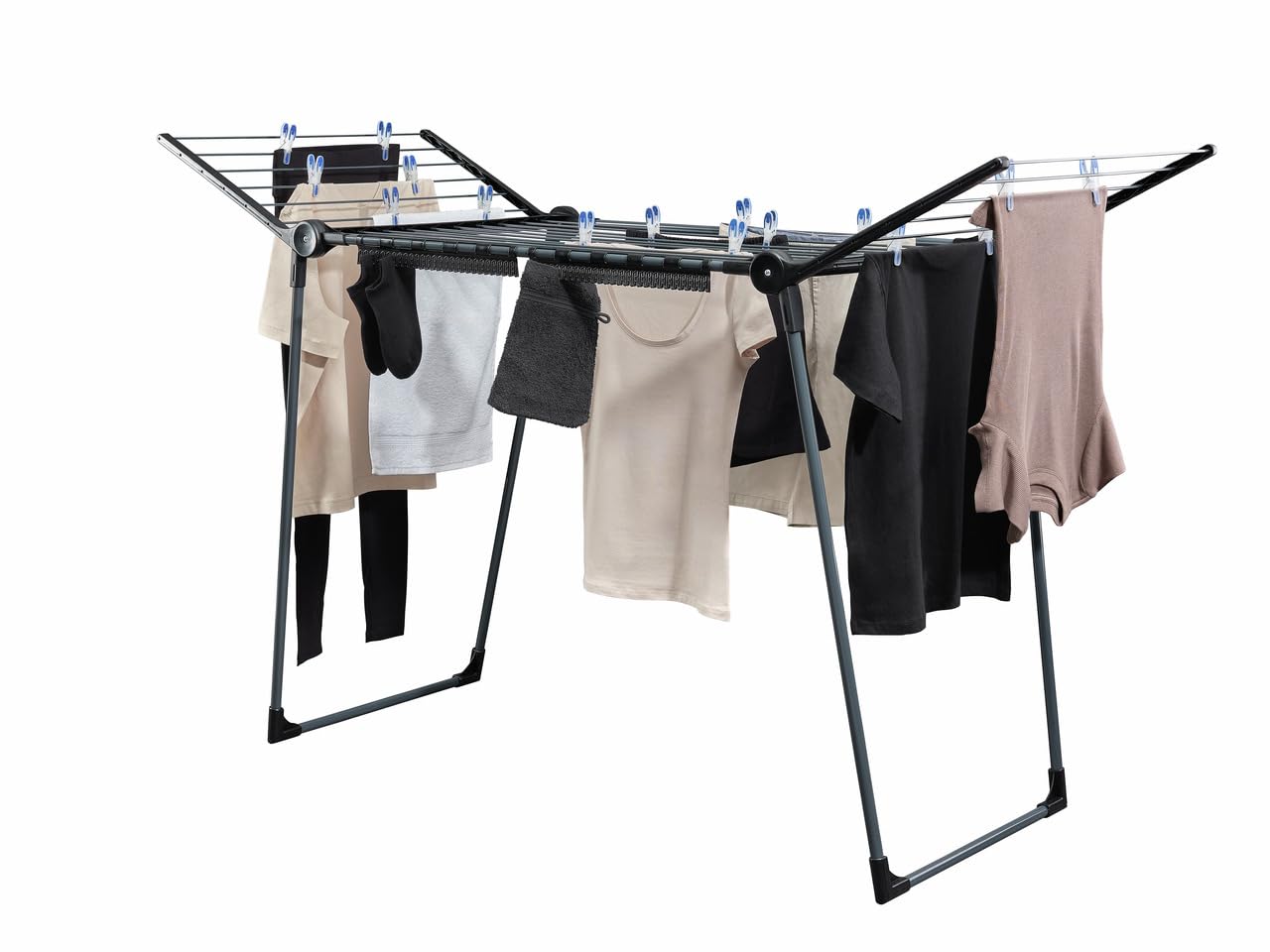 51blO1hTmjL._SY960_.jpg Leifheit Pegasus 180 Solid Black – Standfester Flügelwäscheständer mit 18 m Trockenlänge – Bild 1
