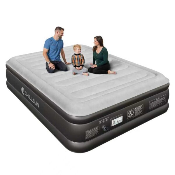 CHILLSUN Luftbett 203x152x46 cm – Aufblasbare 2-Personen-Matratze mit elektrischer Pumpe