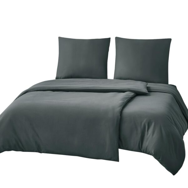 RUIKASI Bettwäsche 135x200 4teilig Anthrazit – Mikrofaser Set mit Reissverschluss