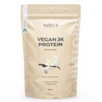 Nutri + Vegan Protein Pulver Vanille 1 kg – 81% Eiweiss für Muskelaufbau