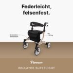 Parvum SuperLight Rollator 5,1 kg – ultraleichter Aluminium-Gehhilfe mit Sitz & Bremse – Bild 2