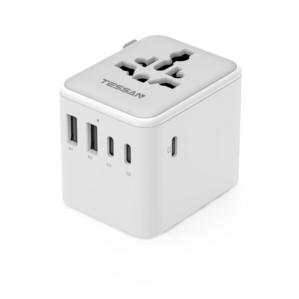 TESSAN Universal Reiseadapter mit 5 USB – Internationaler Steckdosenadapter für 150+ Länder