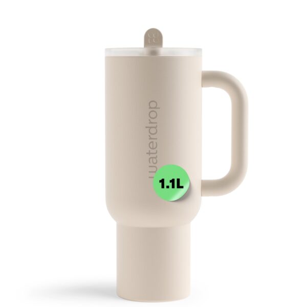 waterdrop Thermobecher 1,1L mit Strohhalm – Vakuumisoliert 12h Kühlleistung