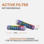 GIZEH RAINBOW Active Filter 6 mm – Aktivkohlefilter Slim 210er Pack für King-Size – Bild 2
