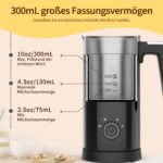 Rafow Milchaufschäumer Elektrisch 4 in 1 – 300ml Automatischer Milchschäumer für Cappuccino & Latte – Bild 3