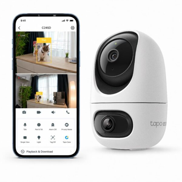 Tapo C245D Dual-Kamera 2K – Dual-Objektiv Überwachung mit kostenloser KI-Erkennung