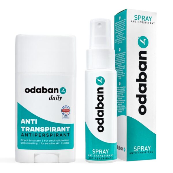 ODABAN Antitranspirant Set – Spray & Deo Stick gegen starkes Schwitzen für Körper & Gesicht