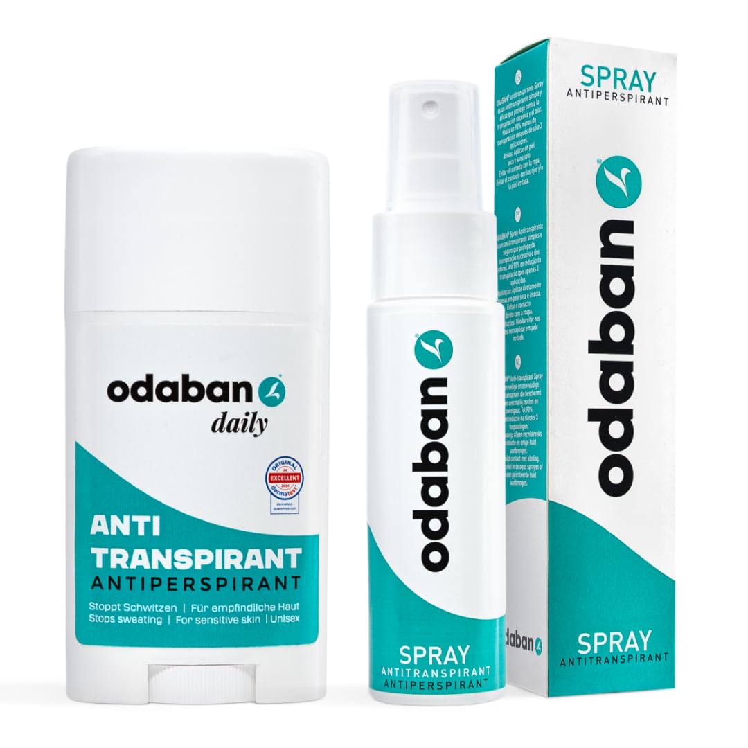 61-UtL4asOL._SY1080_.jpg ODABAN Antitranspirant Set – Spray & Deo Stick gegen starkes Schwitzen für Körper & Gesicht – Bild 1
