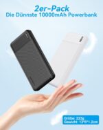 AsperX Power Bank 10000mAh 2er-Set – Externes Ladegerät mit USB-C für iPhone & iPad – Bild 2