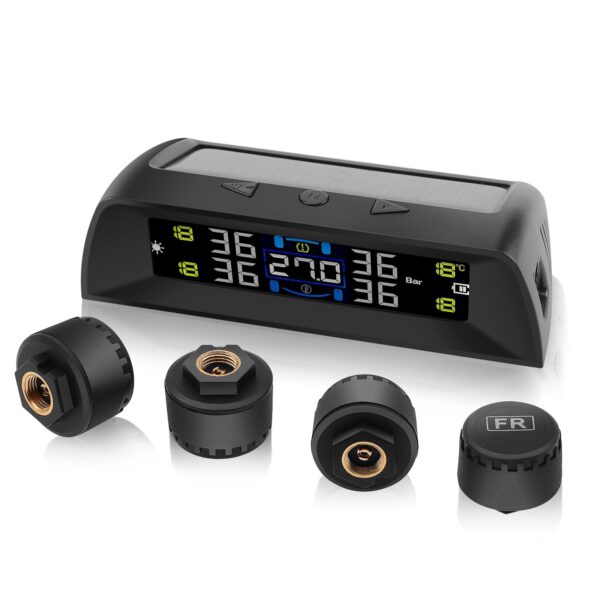 KAOLALI TPMS Reifendruckkontrollsystem mit 4 Sensoren – Solar & USB-Ladefunktion für SUV, Van, LKW