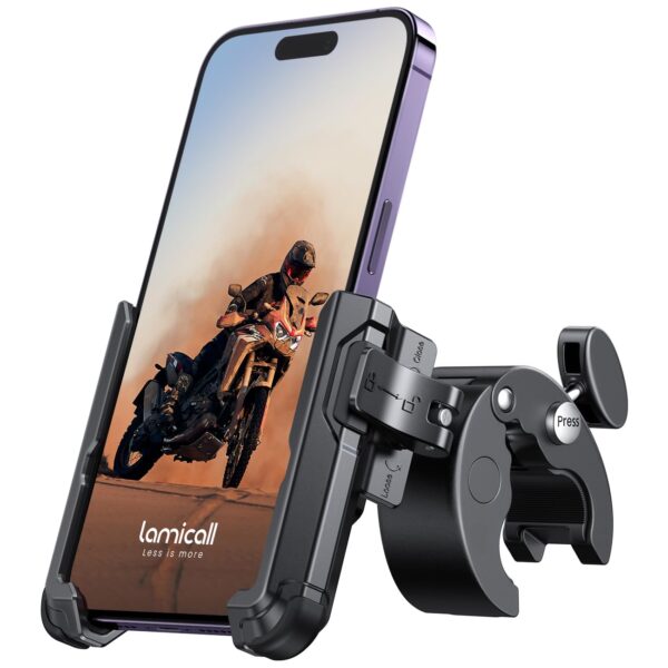 Lamicall Handyhalterung Fahrrad & Motorrad mit 1s Schnellspanner – Universal 360° Halter für iPhone & Samsung