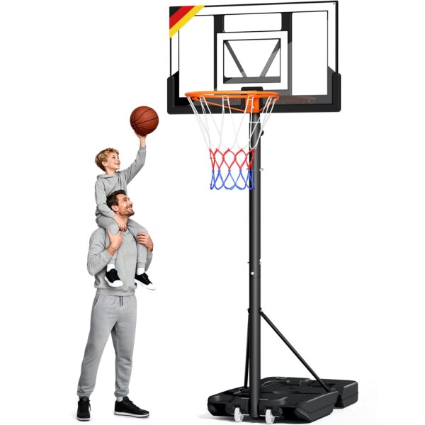 Yohood Basketballkorb 100–305 cm Höhenverstellbar – Outdoor Ständer mit bruchsicherer PC-Rückwand