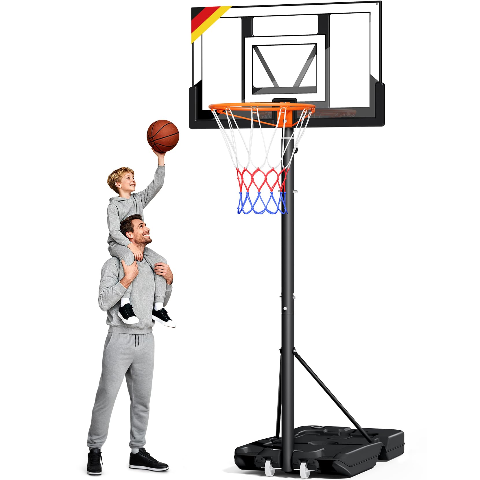 6105YWdIjOL._SY1660_.jpg Yohood Basketballkorb 100–305 cm Höhenverstellbar – Outdoor Ständer mit bruchsicherer PC-Rückwand – Bild 1