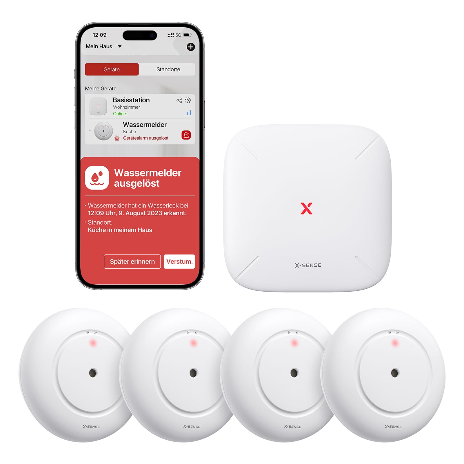 610Qe0S1-cL._SY1601_.jpg X-Sense SWS55 Smart Wassermelder – WLAN Überschwemmungssensor mit 110 dB Alarm – Bild 1