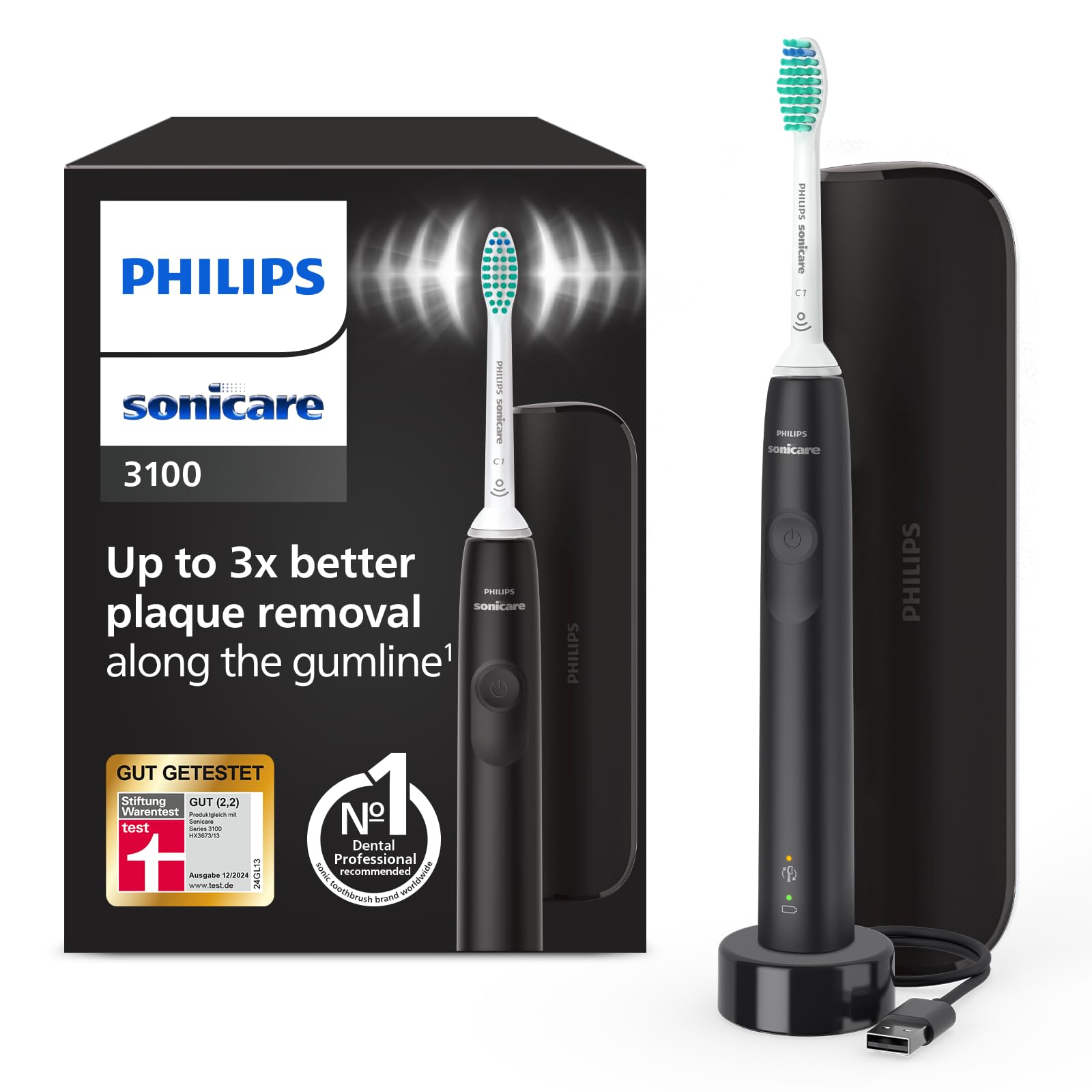 610gxNJsB5L._SY1600_.jpg Philips Sonicare 3100 Schallzahnbürste mit Andruckkontrolle – Professionelle Mundpflege für Zuhause & Unterwegs – Bild 1