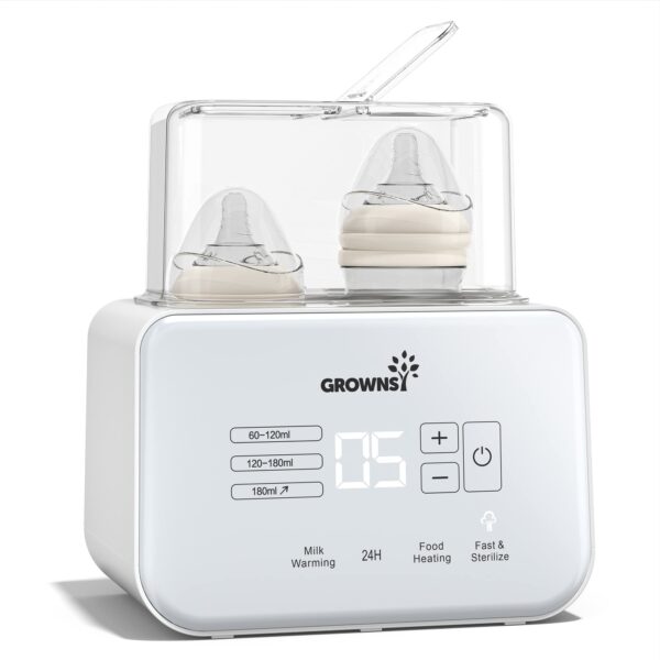 GROWNSY 9-in-1 Flaschenwärmer mit Sterilisator – Doppel-Flaschenkapazität für schnelles Erwärmen