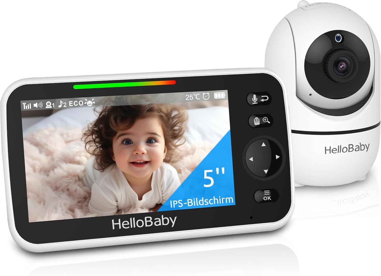 611dwz8VStL._SY1086_.jpg HelloBaby Babyphone HB6550 mit 5-Zoll Display, 355° Kamera & 30h Akku – Sicheres Videophone ohne WLAN – Bild 1