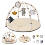 Blissful Diary Spielbogen Baby 85x85 cm – Activity Decke mit 6 abnehmbaren Spielzeugen