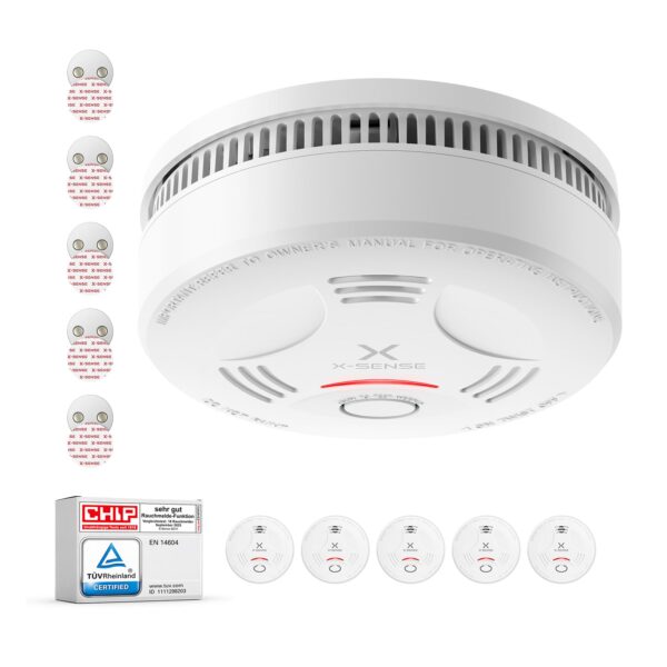 X-Sense SD11 Rauchmelder 5er Set – 10 Jahre Batterie & Magnethalterung, TÜV-zertifiziert