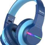 iClever BTH12 Kinder-Kopfhörer Blau mit LED-Leuchten – 85h Spielzeit & Lautstärkeschutz