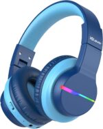 iClever BTH12 Kinder-Kopfhörer Blau mit LED-Leuchten – 85h Spielzeit & Lautstärkeschutz