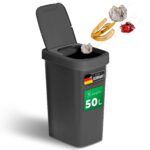 Novaliv 50L Mülleimer mit 2in1 Deckel – Schwing- & Klappdeckel für Küche & Büro