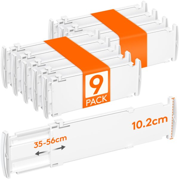 Lifewit 9er Set Schubladentrenner verstellbar 35–55 cm – Schubladen Organizer mit Silikonpads