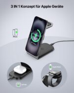 AOWIN 3-in-1 Ladestation – 15W kabelloses Laden für iPhone, Apple Watch & AirPods – Bild 2