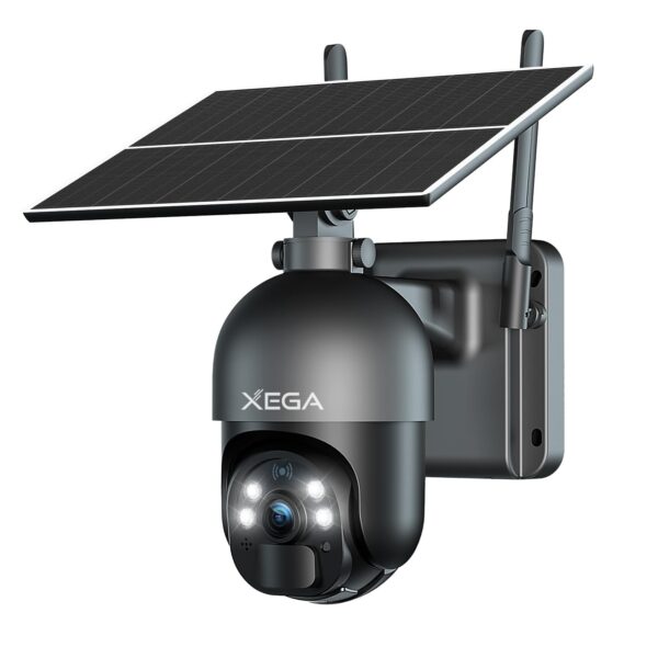 Xega 4G LTE Überwachungskamera Aussen mit SIM Karte – Solar PTZ IP Kamera 2K Nachtsicht