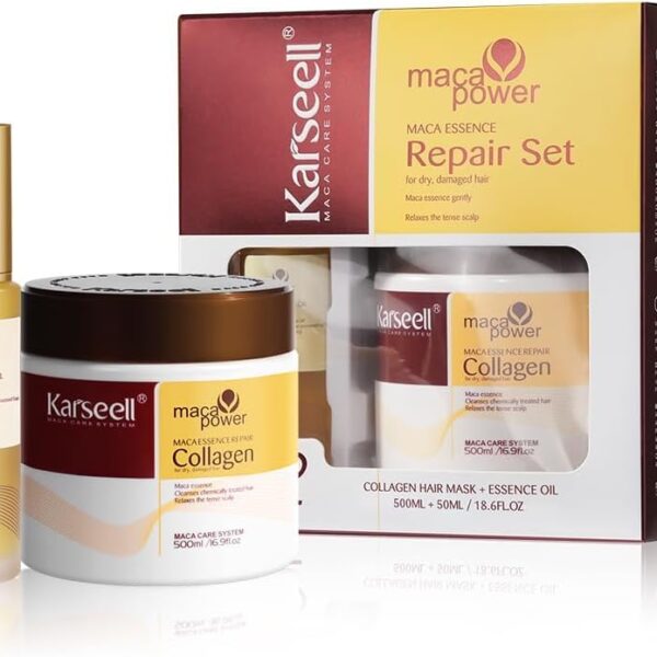 Karseell Maca Essenz Reparatur Set – Kollagen Haarmaske & Haaröl für trockenes Haar