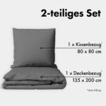 JACOBSON Bettwäsche 135x200 cm – Baumwolle Perkal Set mit Reisssverschluss – Bild 2