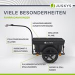 Juskys Fahrradanhänger 90 Liter – Lastenanhänger mit Kupplung & Schutzplane – Bild 3