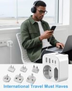 SUDEERY 6-in-1 Reiseadapter weltweit mit 2 USB-C & 2 USB-A – Universalstecker für 150+ Länder – Bild 7