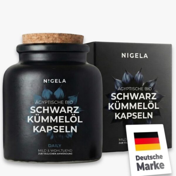Nigela Schwarzkümmelöl Kapseln DAILY – 180 Bio Kapseln kaltgepresst für tägliche Gesundheit