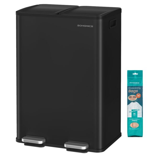 SONGMICS Tretmülleimer 2 x 30 L mit Softclose – Doppel-Abfalleimer für die Küche