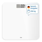 ADE Sprechende Personenwaage bis 250 kg – Digitale Körperwaage mit Sprachausgabe für Senioren