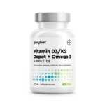 Vitamin D3 K2 & Omega-3 5000 IE – Hochdosiert mit K2VITAL® & Fischöl für Knochen & Herz