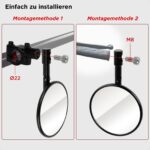 Evermotor Lenkerendenspiegel 22mm E-geprüft – 360° drehbar für Motorrad & Roller – Bild 5