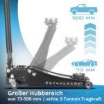 STAHLWERK Hydraulischer Wagenheber 3 t extra flach 73-500 mm – Rangierwagenheber mit Doppelkolben – Bild 3