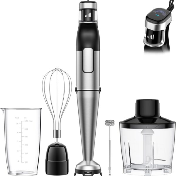 BESROY Stabmixer Set 5 in 1 mit 1100W Motor – Multifunktionales Püriergerät für Suppen & Smoothies