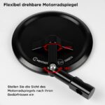 Evermotor Lenkerendenspiegel 22mm E-geprüft – 360° drehbar für Motorrad & Roller – Bild 3
