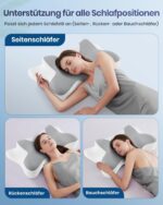 DONAMA Memory Foam Nackenkissen Ergonomisch – Doppelhöhe mit Armauflage für alle Schlafpositionen – Bild 5