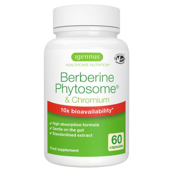 Berberin Phytosom 550mg mit Chrom – 10x höhere Absorption für Blutzuckerregulation, vegan, 60 Kapseln