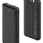 Sprockly Powerbank 20000 mAh mit 3 integrierten Kabeln – 22,5 W Schnellladung für alle Geräte