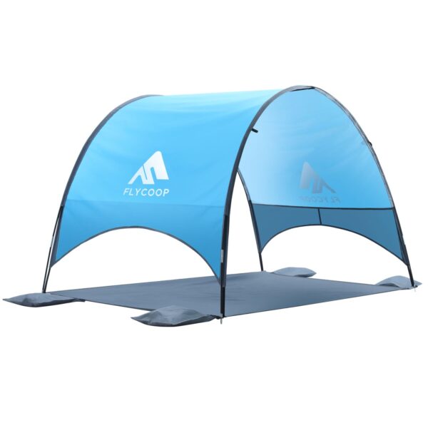 Flycoop Strandmuschel mit UPF 50+ – Beach Canopy 230×150×135 cm für 3–4 Personen